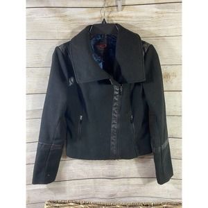 NEW YORK YOKI WOMENS BLACK wool blend Motorola COAT jackets ~M